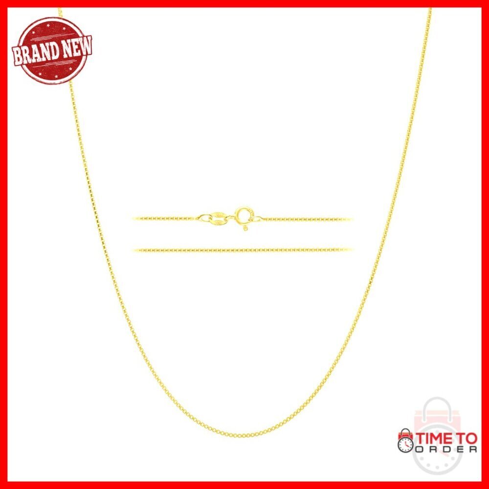 Italian 18K Gold Plated Sterling Silver Box Link Chain Necklace Minimal Elegant